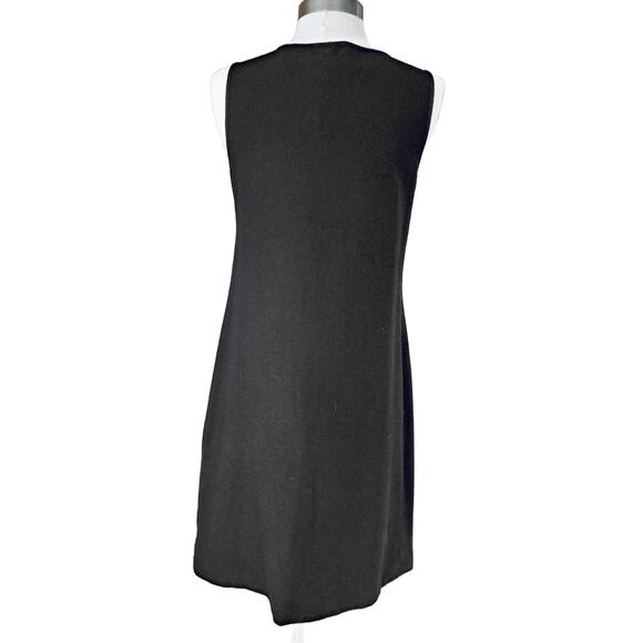 EILEEN FISHER Black System Stretch Crepe V-neck Sleeveless Dress Size Small - Picture 3 of 7
